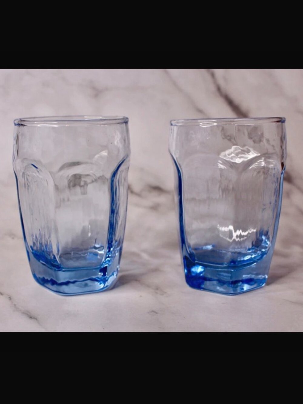 Vintage Pair of Libbey Light Blue Chivalry Juice Glasses